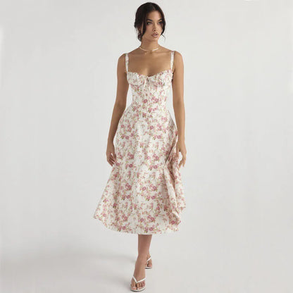 Halter Solid High-End Floral Dress