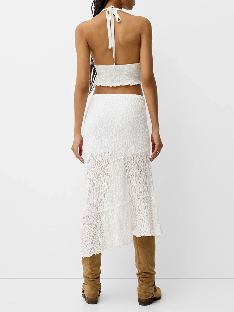 Lace Patchwork Low Waist Long Skirt