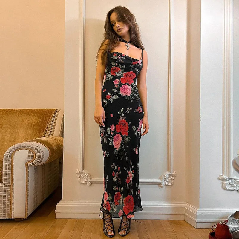 Spaghetti Strap Bodycon Floral Dress