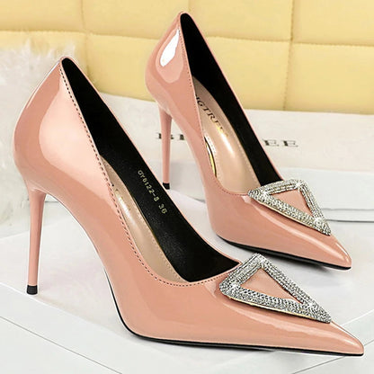 Metal Buckle Rhinestone High Heel Women Pumps
