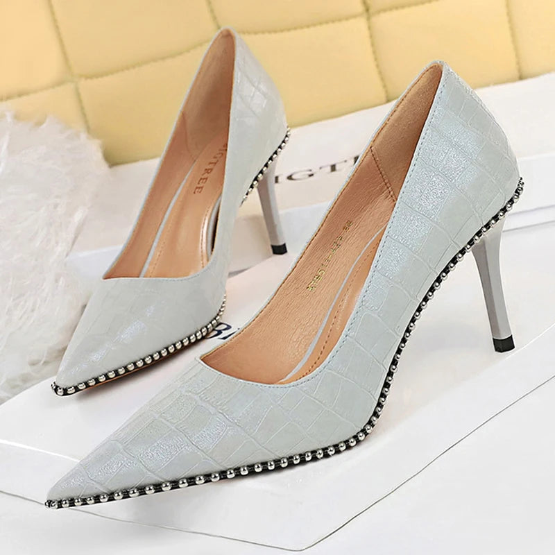 White Patent Leather High Heel Stiletto Pumps for Luxury Parties