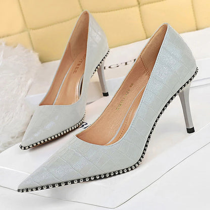 White Patent Leather High Heel Stiletto Pumps for Luxury Parties