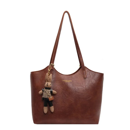 | Soft Vegan Leather Tote Bag with Shoulder Straps