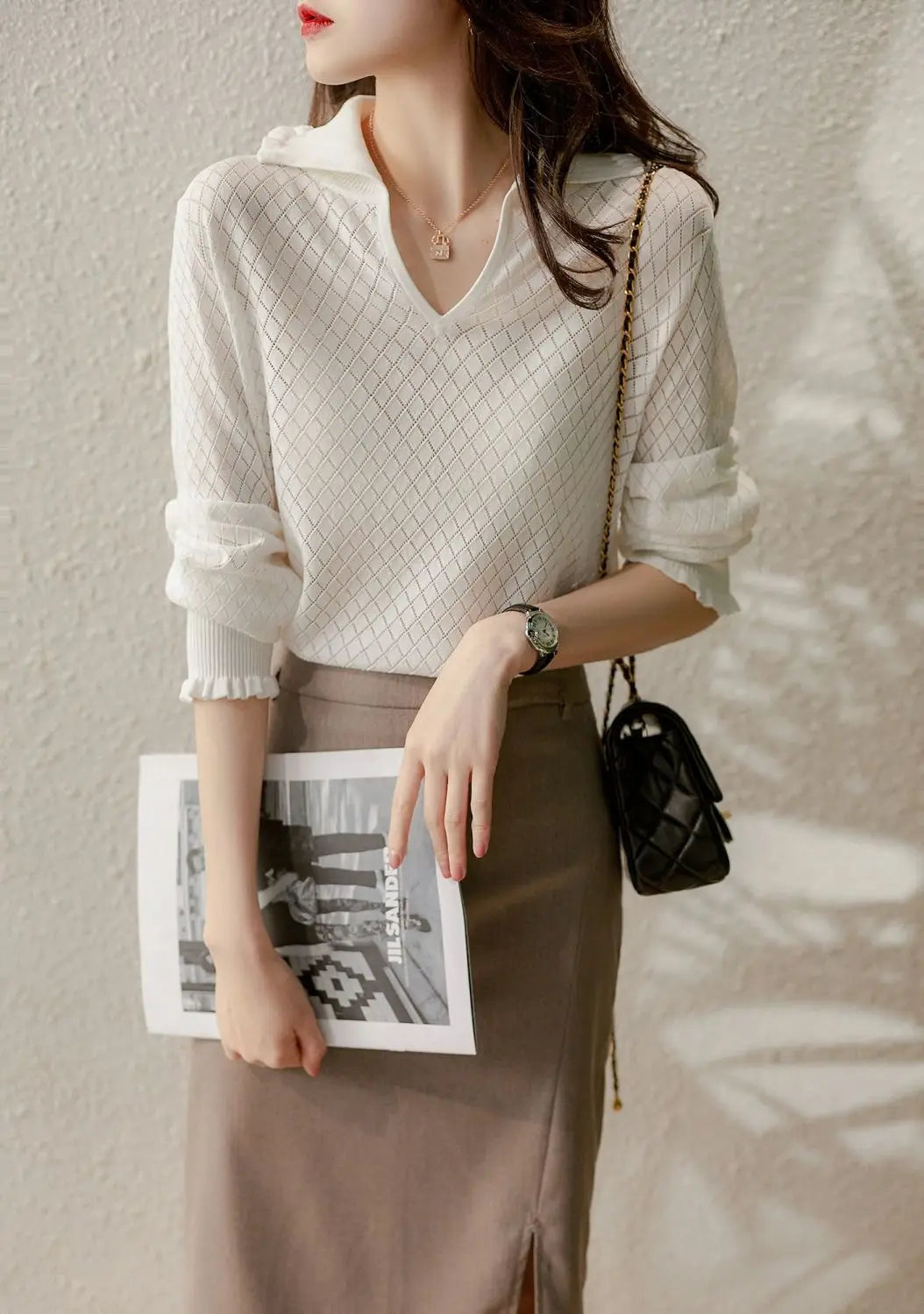 | Knit Top in Diamond Pattern