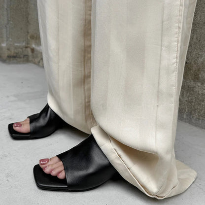 | Red Leather Heeled Mules