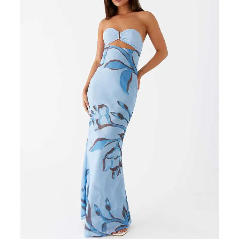 Hollow Out Bow Tube Strapless Vacation Dress