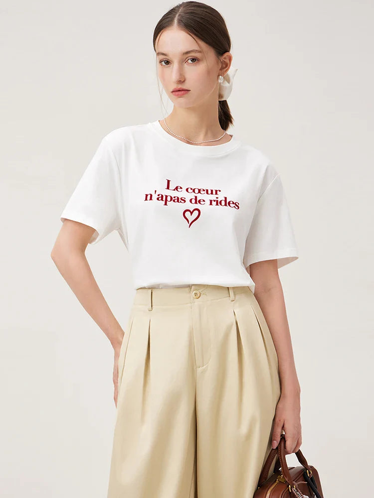 Letter Print Black Shoulder T-shirt