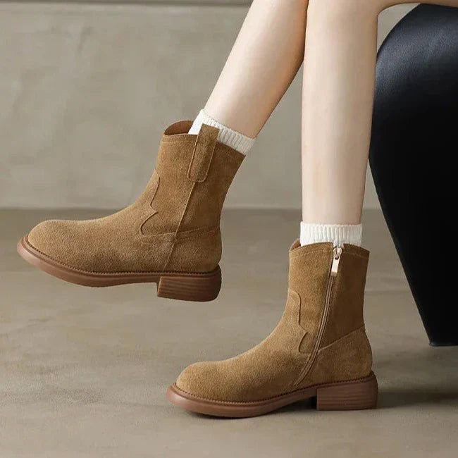 | Leather Zipper Boots