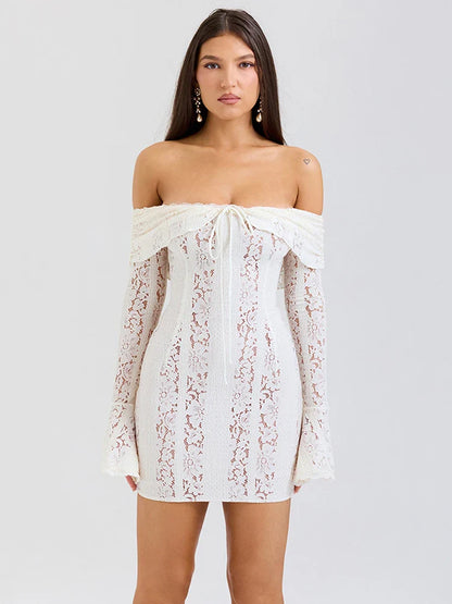Lace Strapless Long Sleeve Bodycon Dress