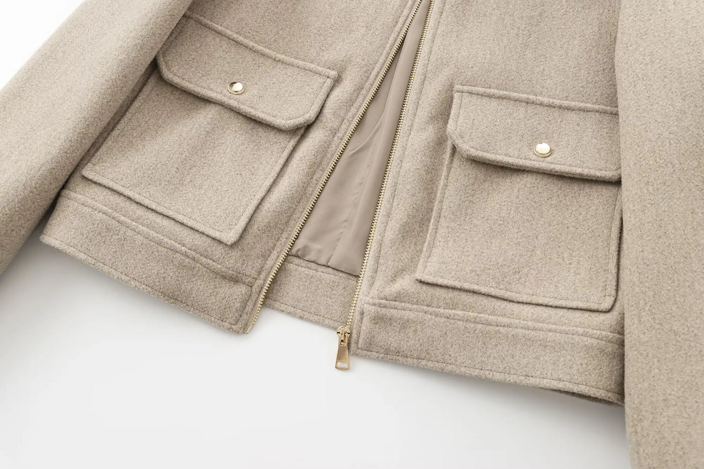 | Women’s Wool Bomber Jacket with Zipper