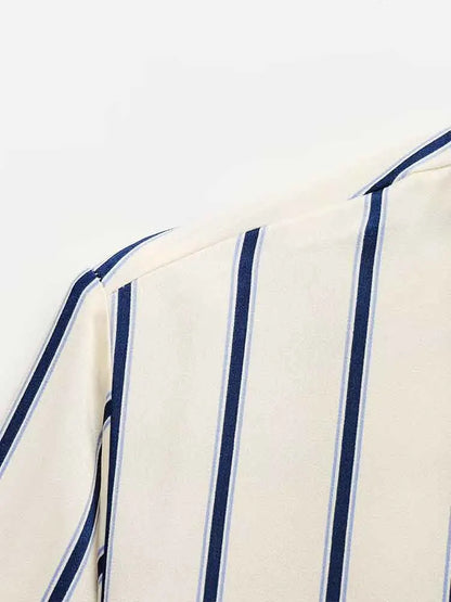 | Striped Button-Up Blouse