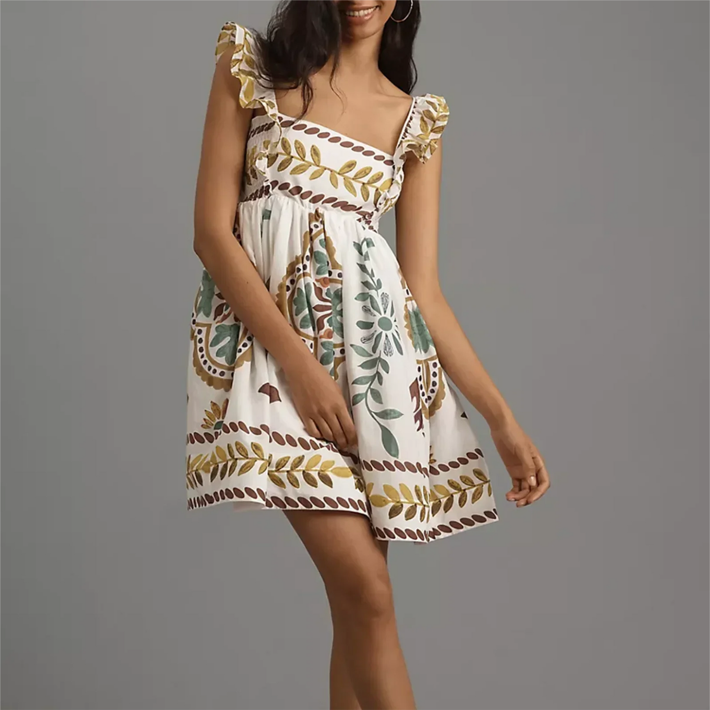 Sweet Ruffle A-Line Mini Floral Dress