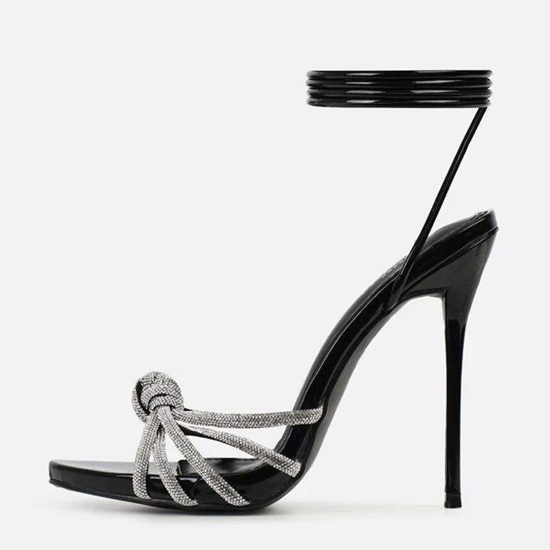 Peep Toe Black High Heels Sandals for Women