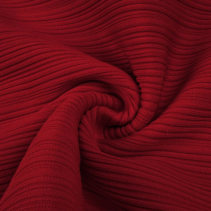 Red Bandage Turtle Neck Cross Design Long Dress