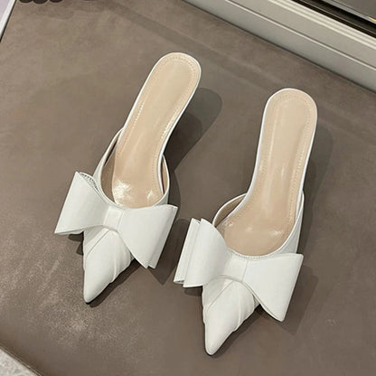 Pink Rhinestone Butterfly-Knot Women Pumps Slippers Sandals