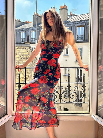 Spaghetti Strap Bodycon Floral Dress