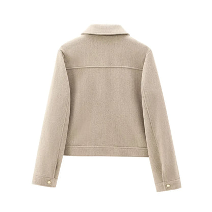 | Women’s Wool Bomber Jacket with Zipper