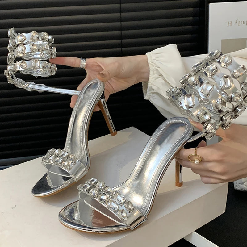 Crystal Ankle Strap Woman Sandals