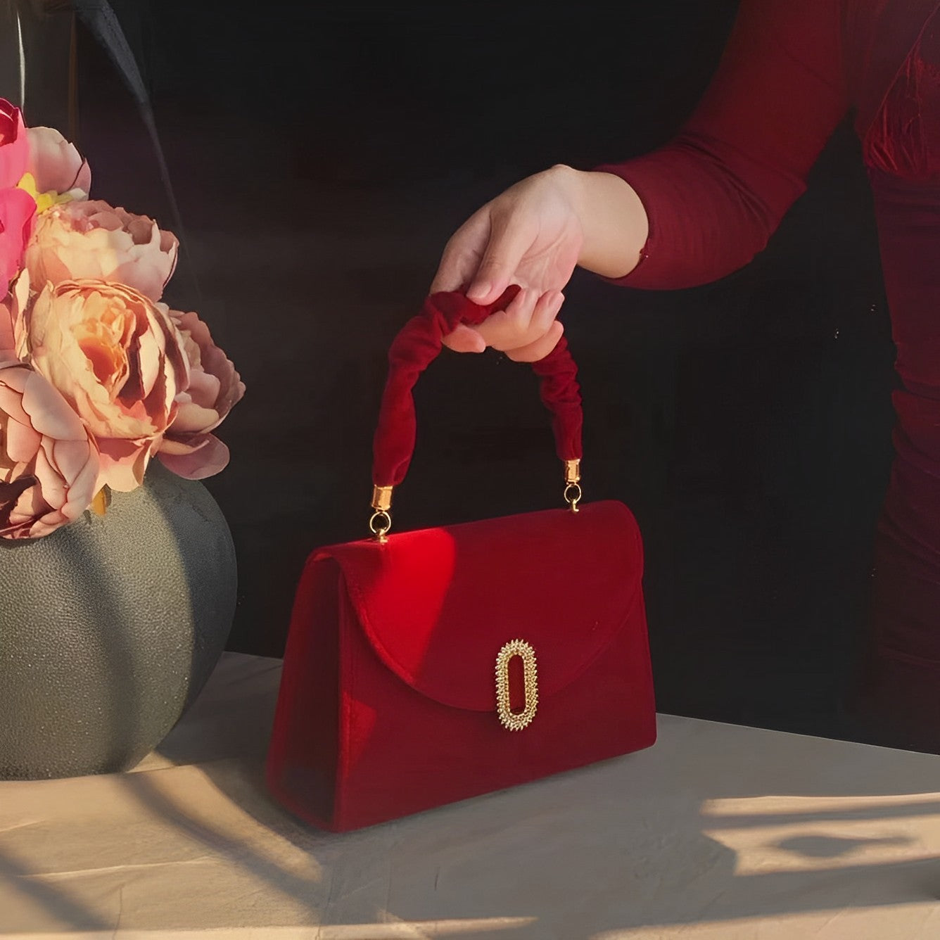 Red Velvet Handbag by Priscilla