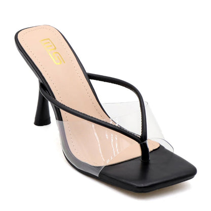 Luxury Transparent Stiletto Flip Flops Clip Toe Sandals 9CM Black Temptation Outdoor Slippers
