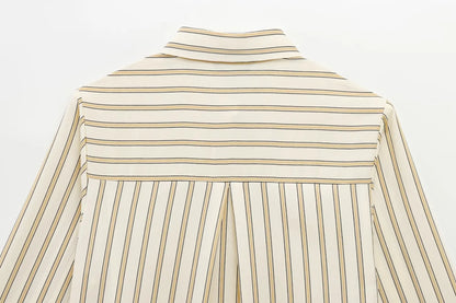 | Striped Button-Up Blouse
