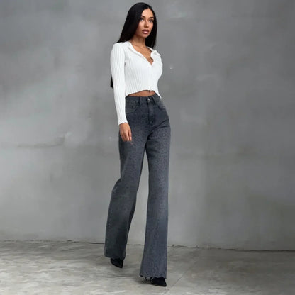 | Leopard Straight Jeans