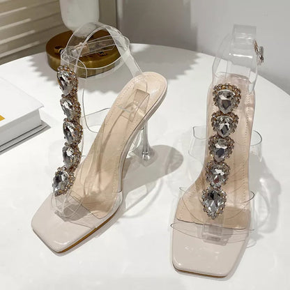 Crystal Rhinestone High Heel Sandals for Summer Party Wedding Fashion