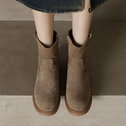 | Leather Zipper Boots