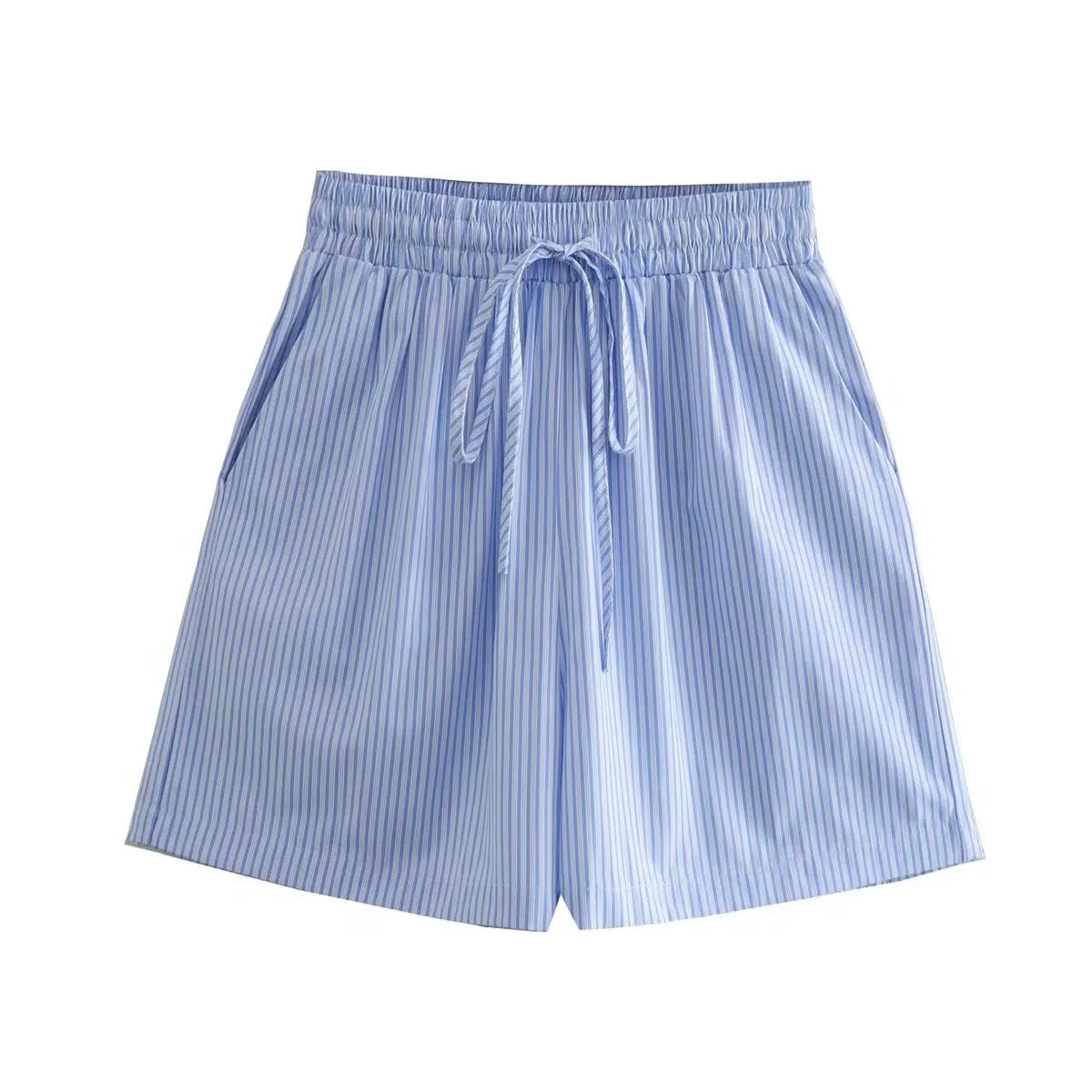 Drawstring Short Pants Sets 2024 New Summer Long Sleeve Pocket Irregular Blouse+Shorts Outfits Streetwear Casual Two-piece Set