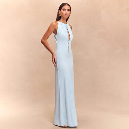 Hollow Lace Up Backless High-Waist Prom Dress