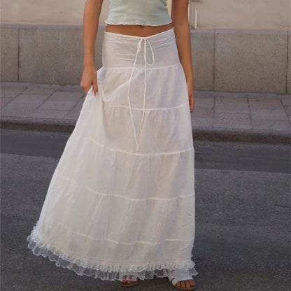 Lace Off Shoulder Long Skirt Two Piece Set