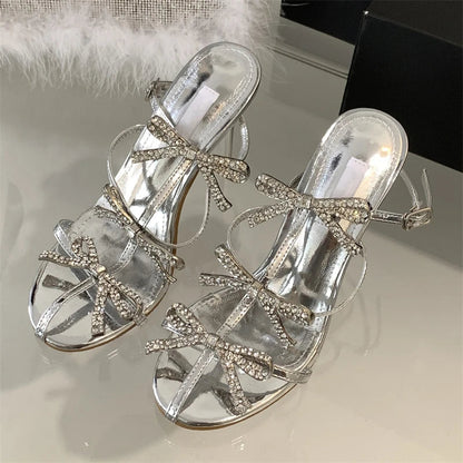 Crystal Butterfly-knot Pointed Toe Women Pumps Mule Shoes