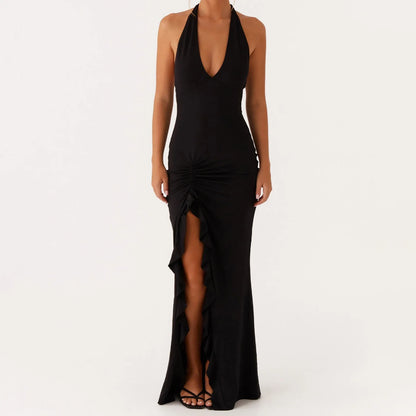 Lace Halter V-Neck Slim So Bodycon Dress