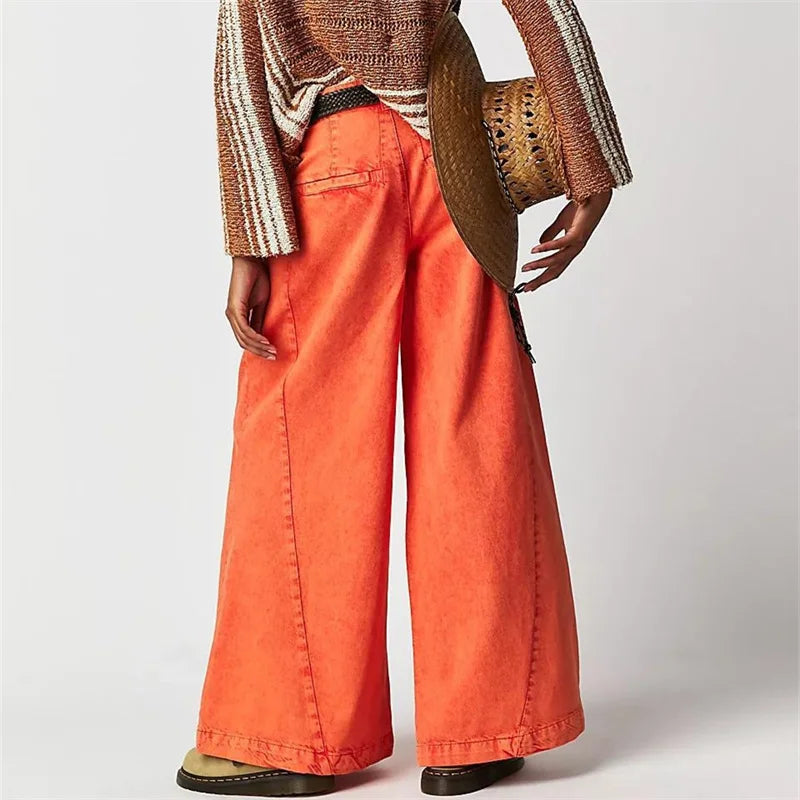 | Pleated Wide-Leg Jeans