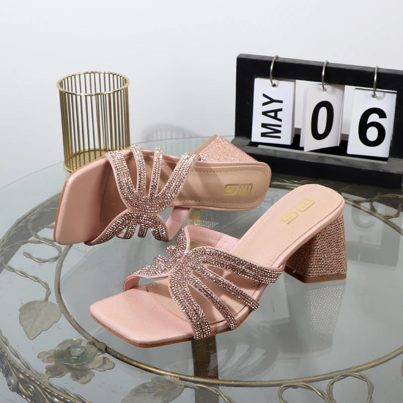 Luxurious Hollowed Out High Heel Slippers for Summer Fashion