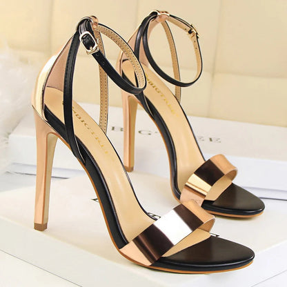 Pu Leather Women Pumps with 11 Cm Super High Heels and Belt Buckle