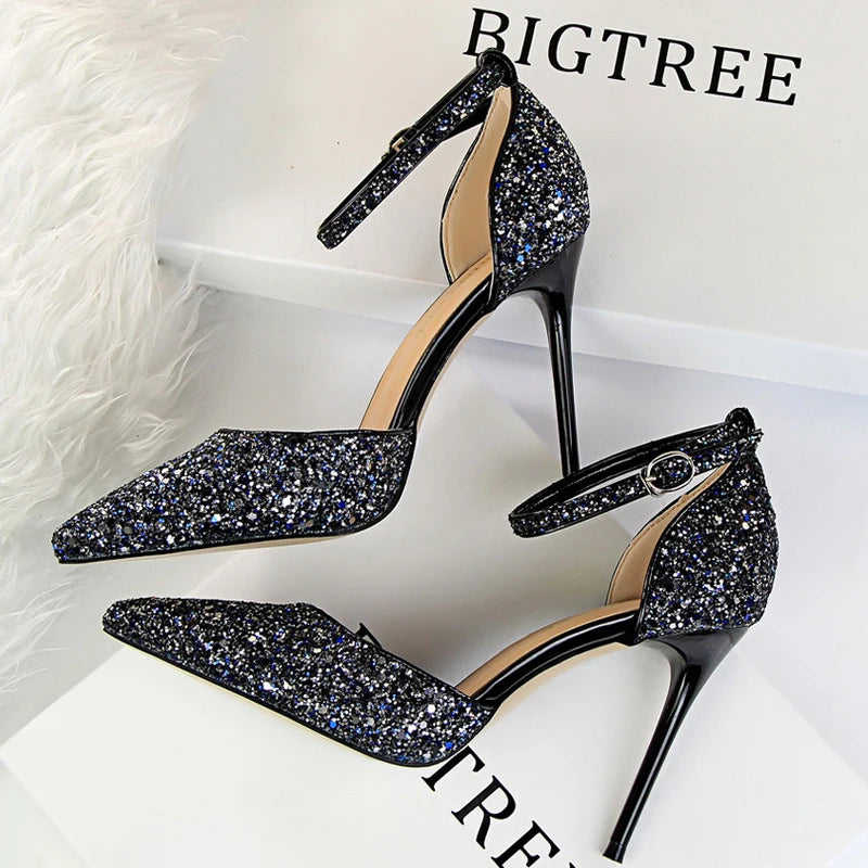 Sparkle Sequins Stiletto Heels Women Pumps - 10 cm Sexy High Heels