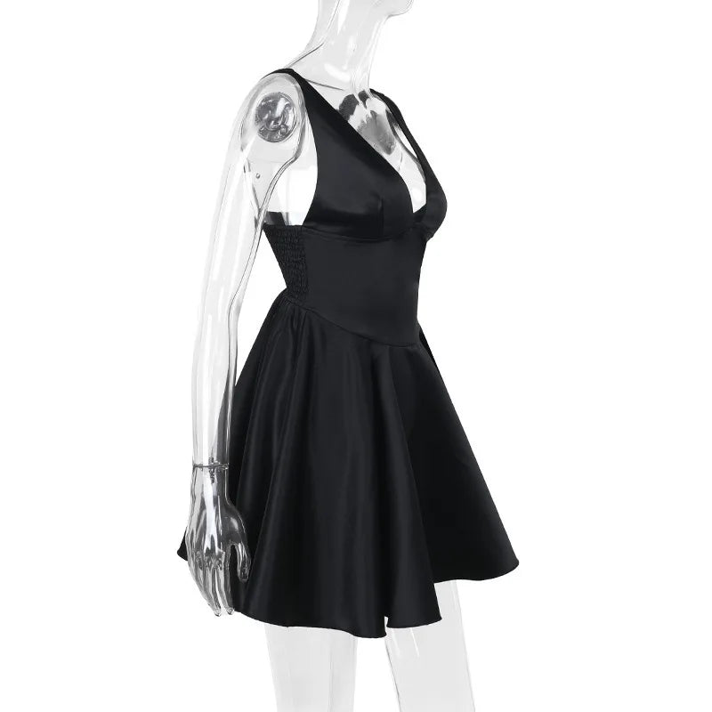 Deep V Backless A-line Bodycon Mini Dress Women
