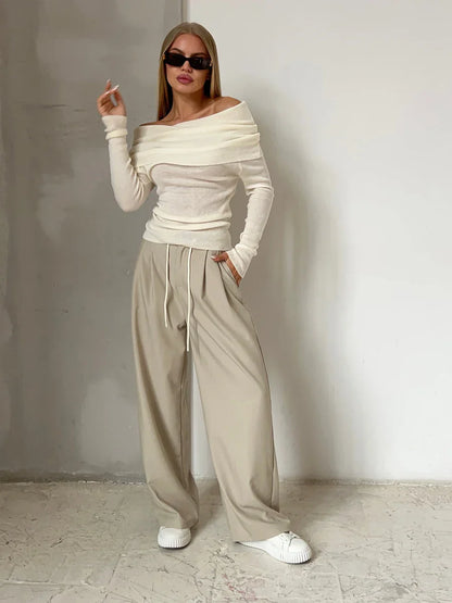 | Off-Shoulder Knit Top