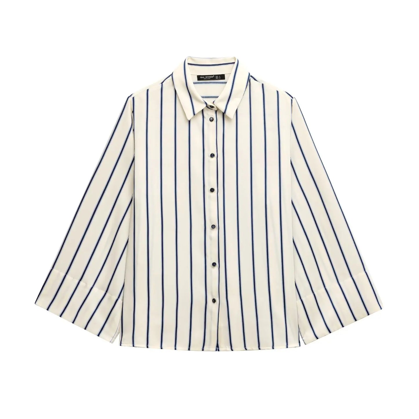 | Striped Button-Up Blouse
