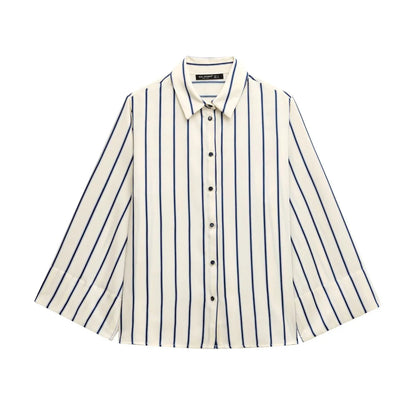 | Striped Button-Up Blouse