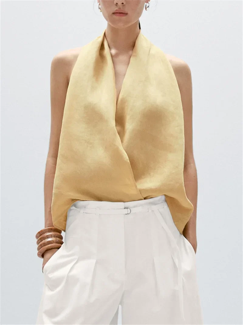 | Drape Linen Vest