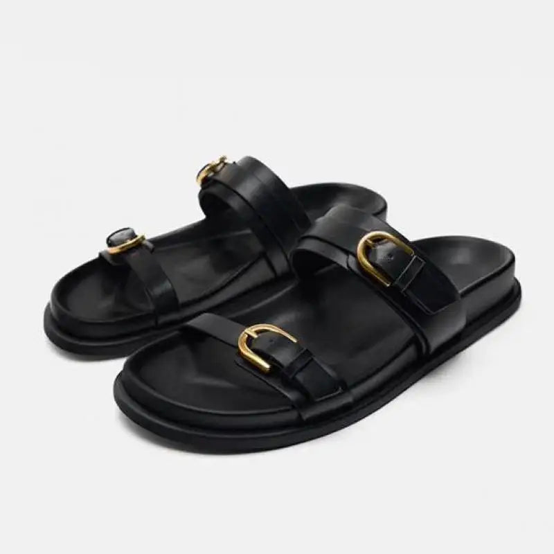 | Leather Slides with Buckle