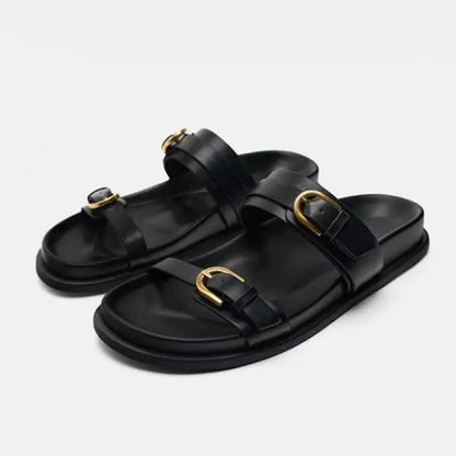 | Leather Slides with Buckle