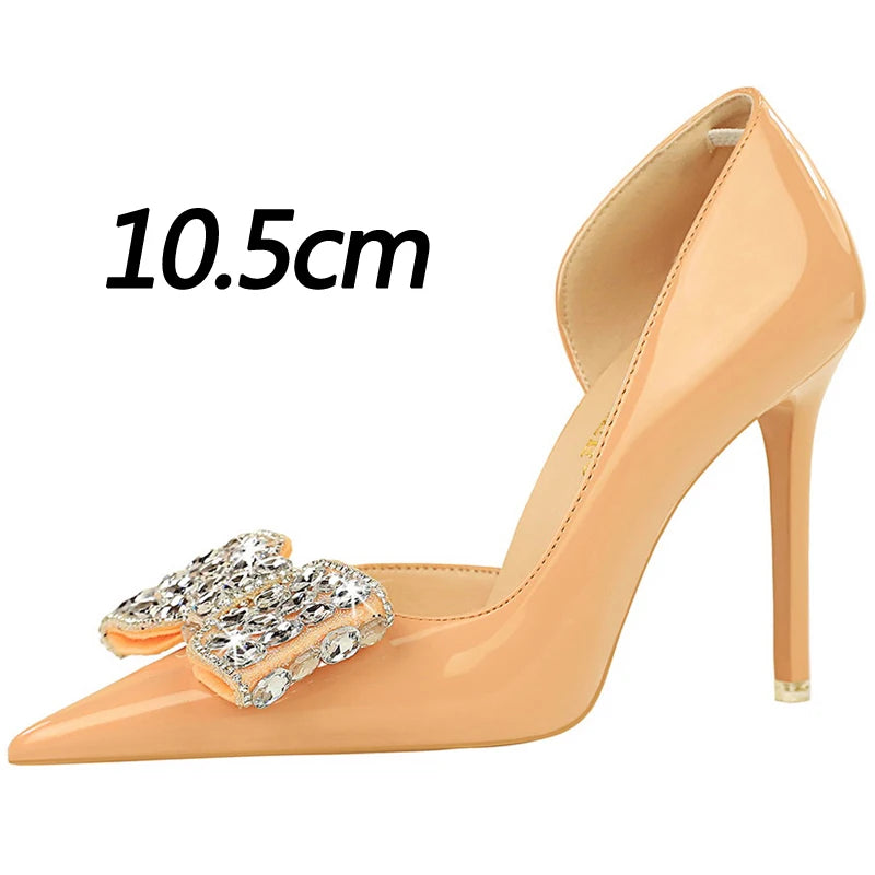 Rhinestone Women's High Heel Pumps in Patent Leather