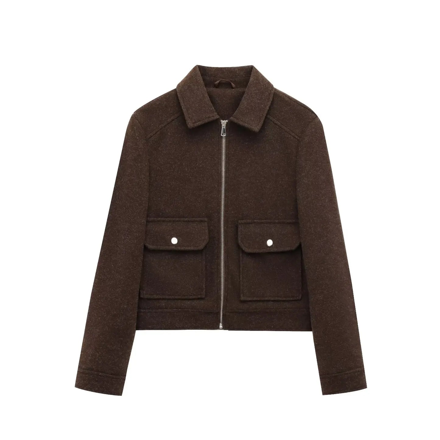 | Women’s Wool Bomber Jacket with Zipper