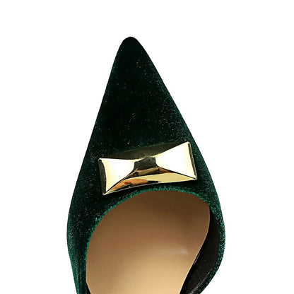 Xishi Velvet High Heel Stilettos with Pointed Side Hollowing for Women