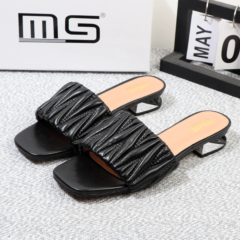 Summer low-heeled fairy slippers with 3CM thick heel