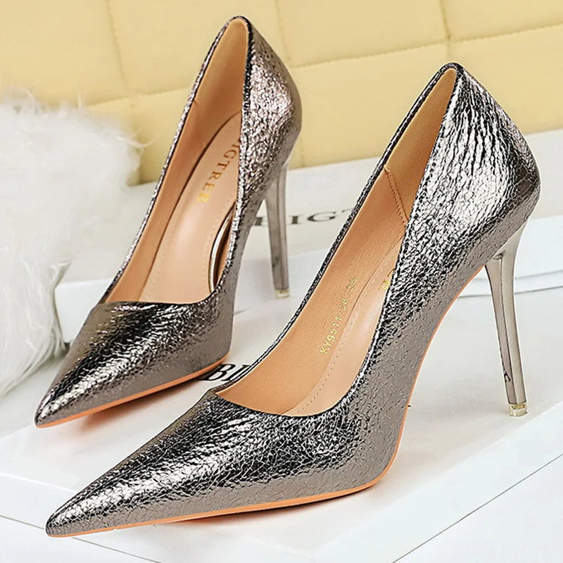 Sequin Cloth Women Pumps Fashion Wedding Shoes Lady High Heels - Luxury