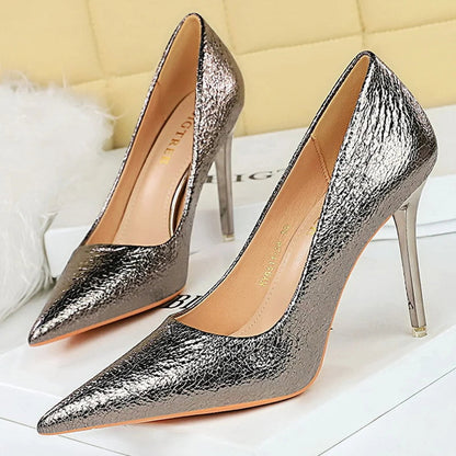 Sequin Cloth Women Pumps Fashion Wedding Shoes Lady High Heels - Luxury